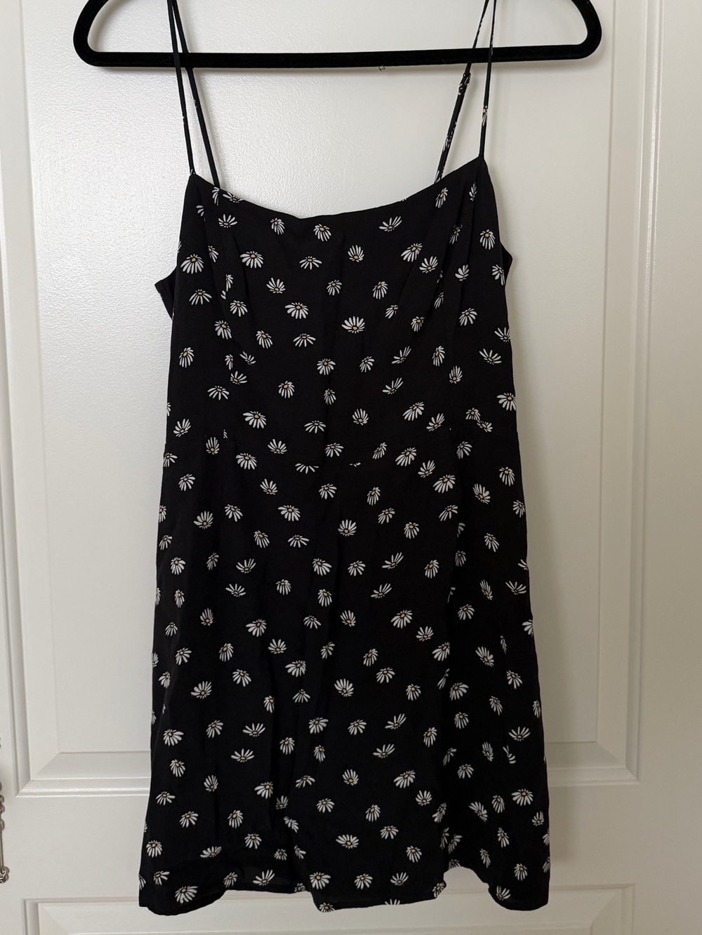 Wilfred Aritzia Black Mini Slip Dress with Daisy Print
